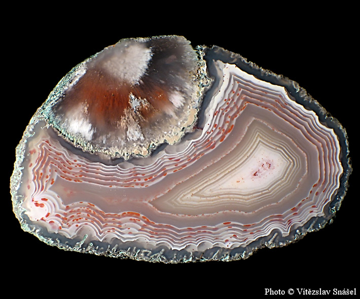 Perfect banded and colorful agate nodule from Studenec in Czech Republic