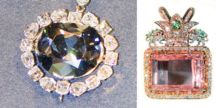 Famous huge faceted fancy diamonds - Hope Diamond and Daria-i-Noor