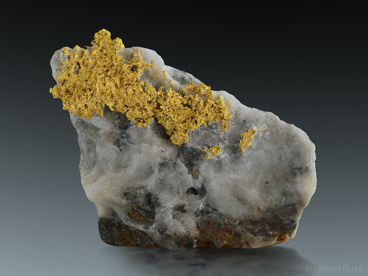 Native gold in quartz from  Italian Alps