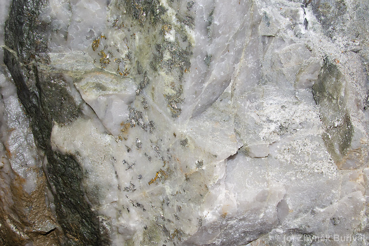 Quartz vein with arzenopyrite and gold at Mokrsko deposit, Czech Republic