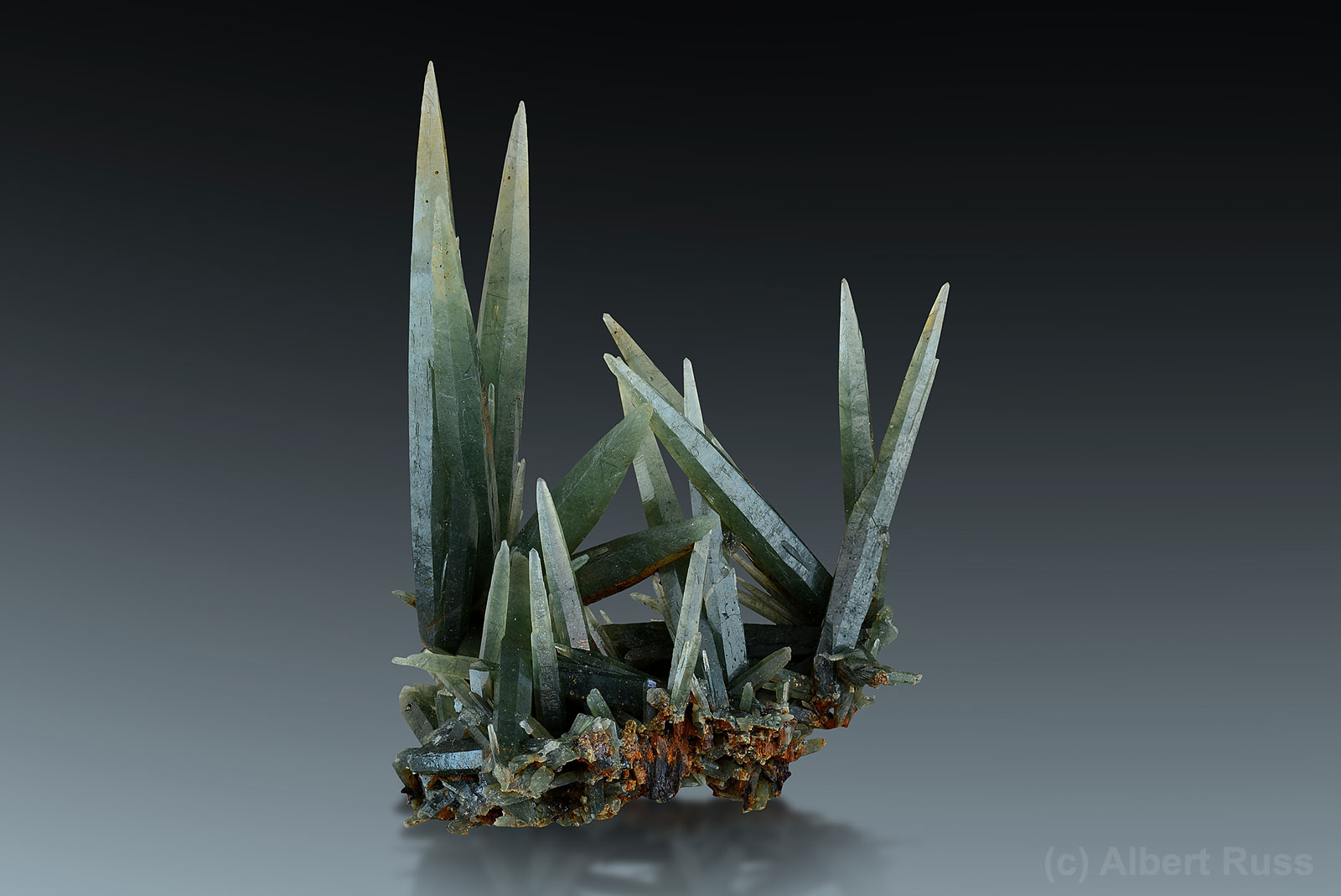 Prasem (green quartz) crystals from Serifos, Greece
