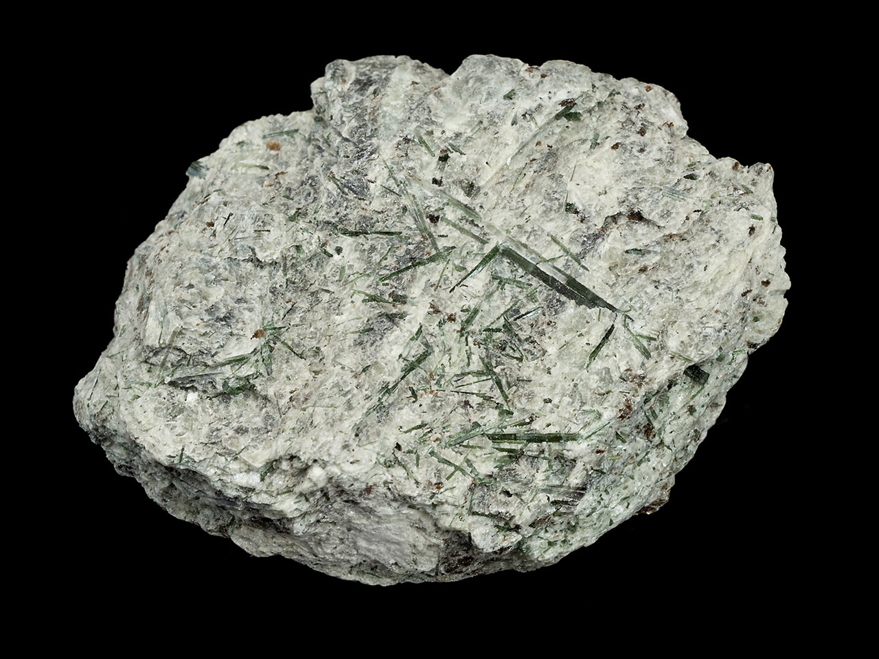 Green actinolite crystals in talc from Habachtal, Austria
