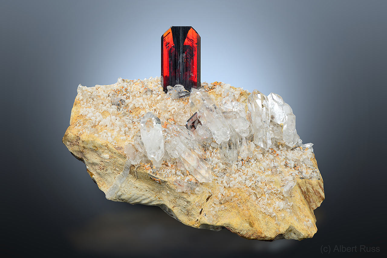 Brookite crystal with typical zoning on albite matrix from Balochistan province, Pakistan