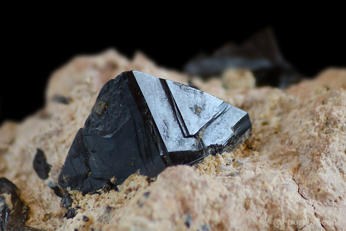 Cassiterite crystal on matrix from Krasno, Czech Republic