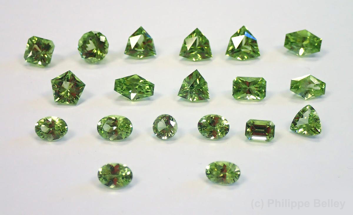 Faceted gemmy forsterite (peridot) from British Columbia, Canada