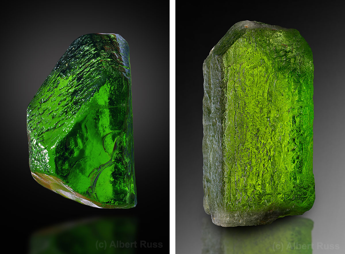 Gemmy forsterite (peridot) crystals from Mogok, Myanmar