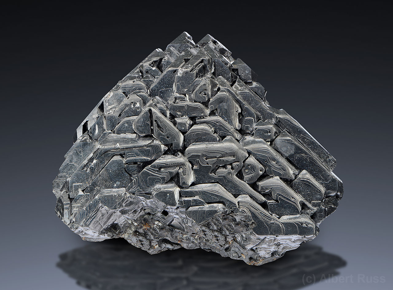 Skeletal and etched galena crystal from Dalnegorsk, Russia