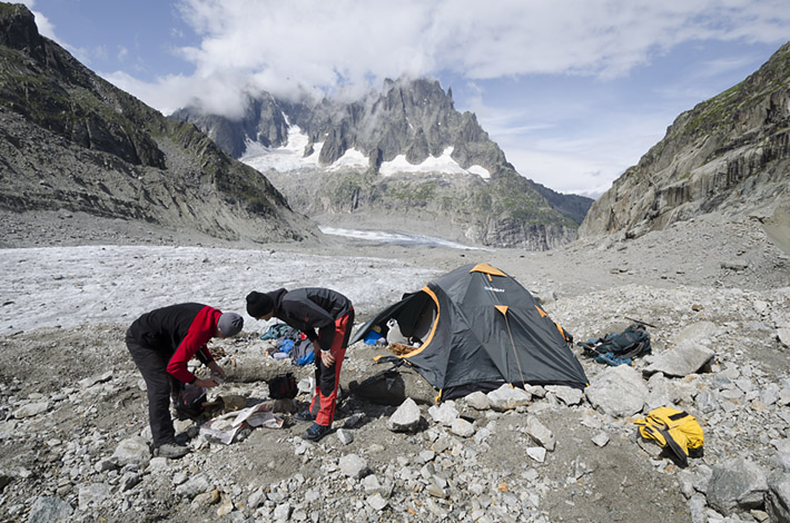 Mineral collectors camp in the French Alps