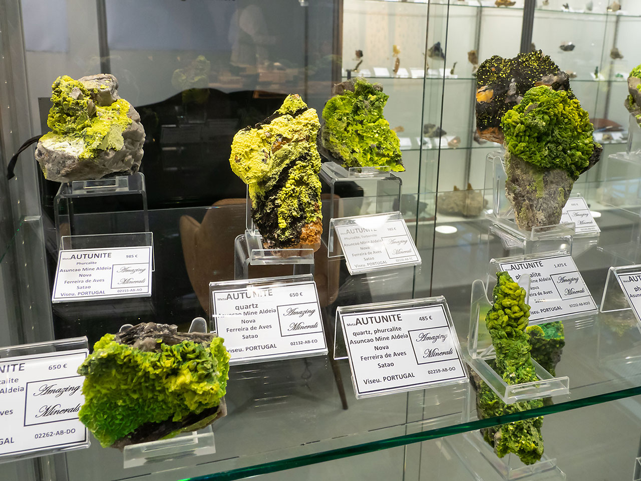 Excellent bright green autunite crystals from Assunçao Mine, Portugal