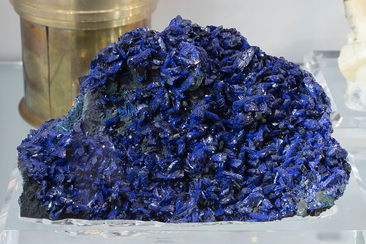 Cluster of decent azurite crystal from Sepon Mine, Laos