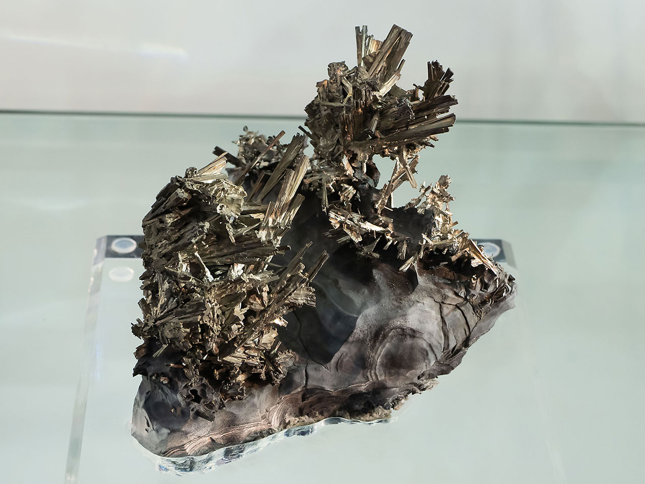Big specimen of rare dyscrasite etched from dark arsenic from Příbram, Czech Republic