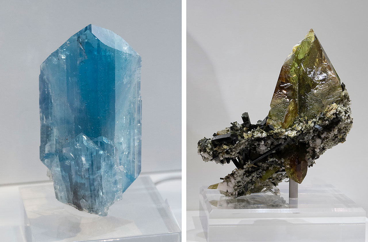 Euclase and titanite crystals