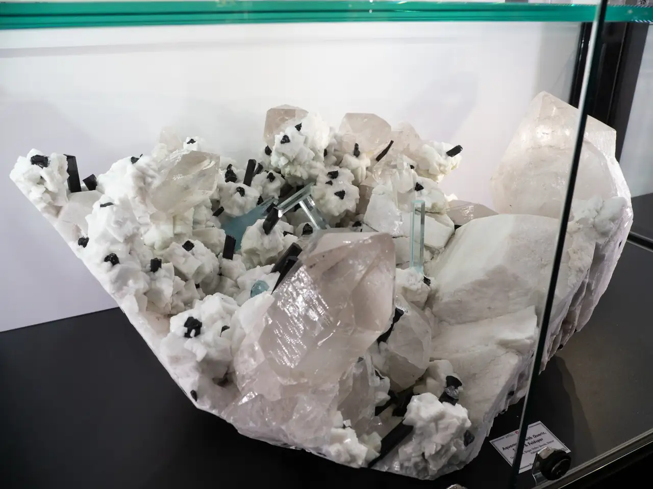 Another monster-sized cluster from Pakistan, this time dominated by feldspars and quartz with minor aquamarine and schorl.