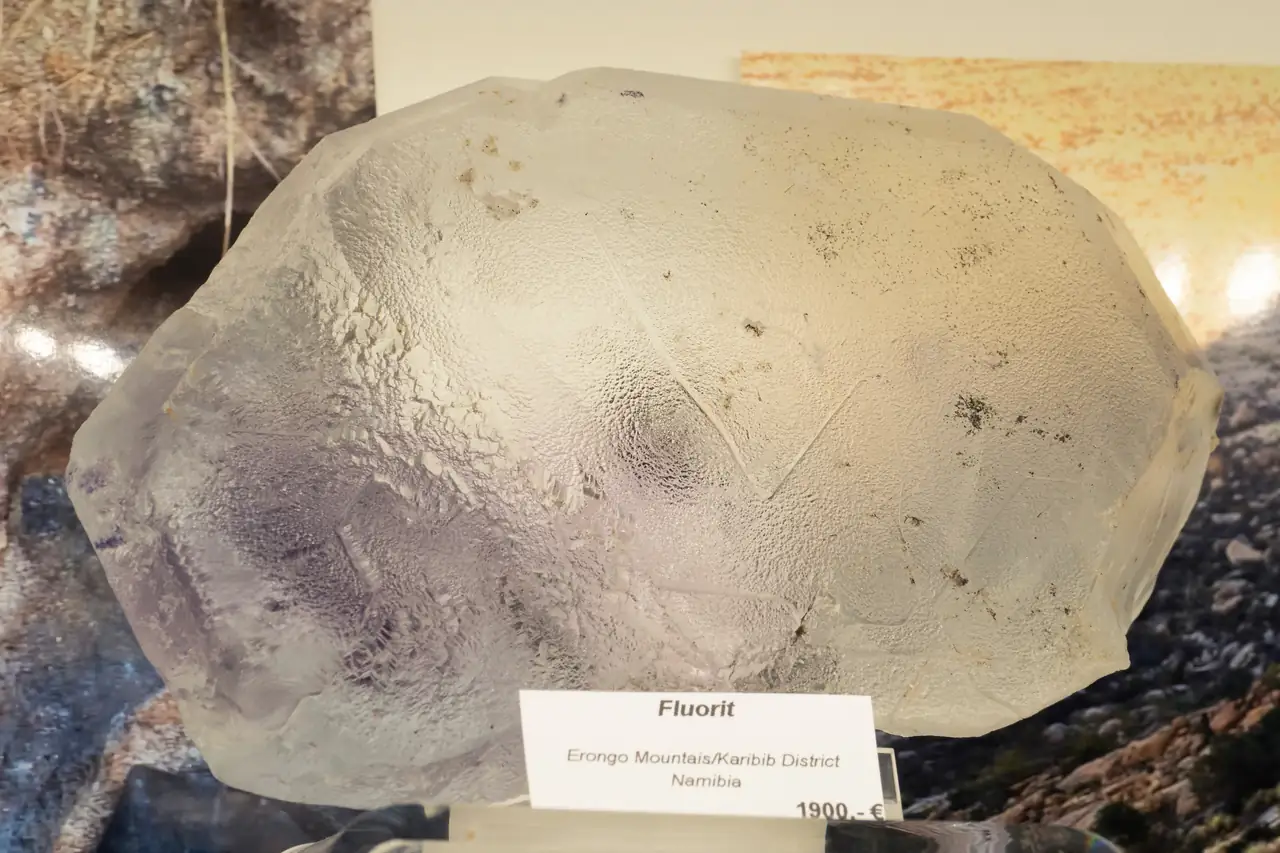 Large crystal of pale and etched fluorite from Erongo, Namibia.