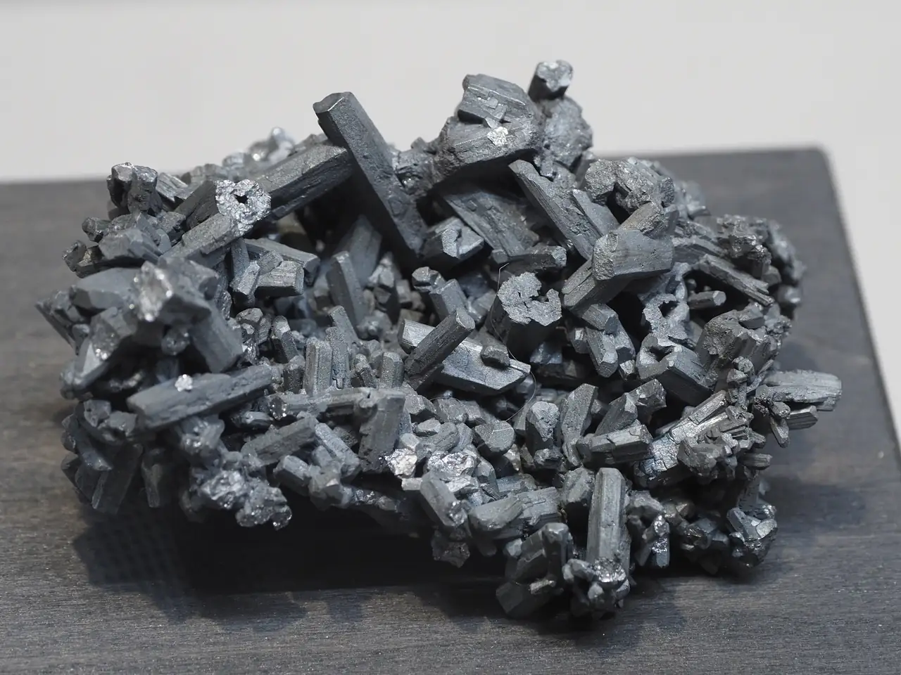 Historic piece of great stephanite crystals from Freiberg, Germany.