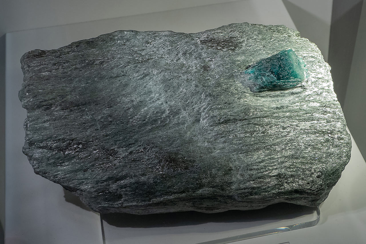Huge emerald crystal in schist matrix from the Habachtal, Austria