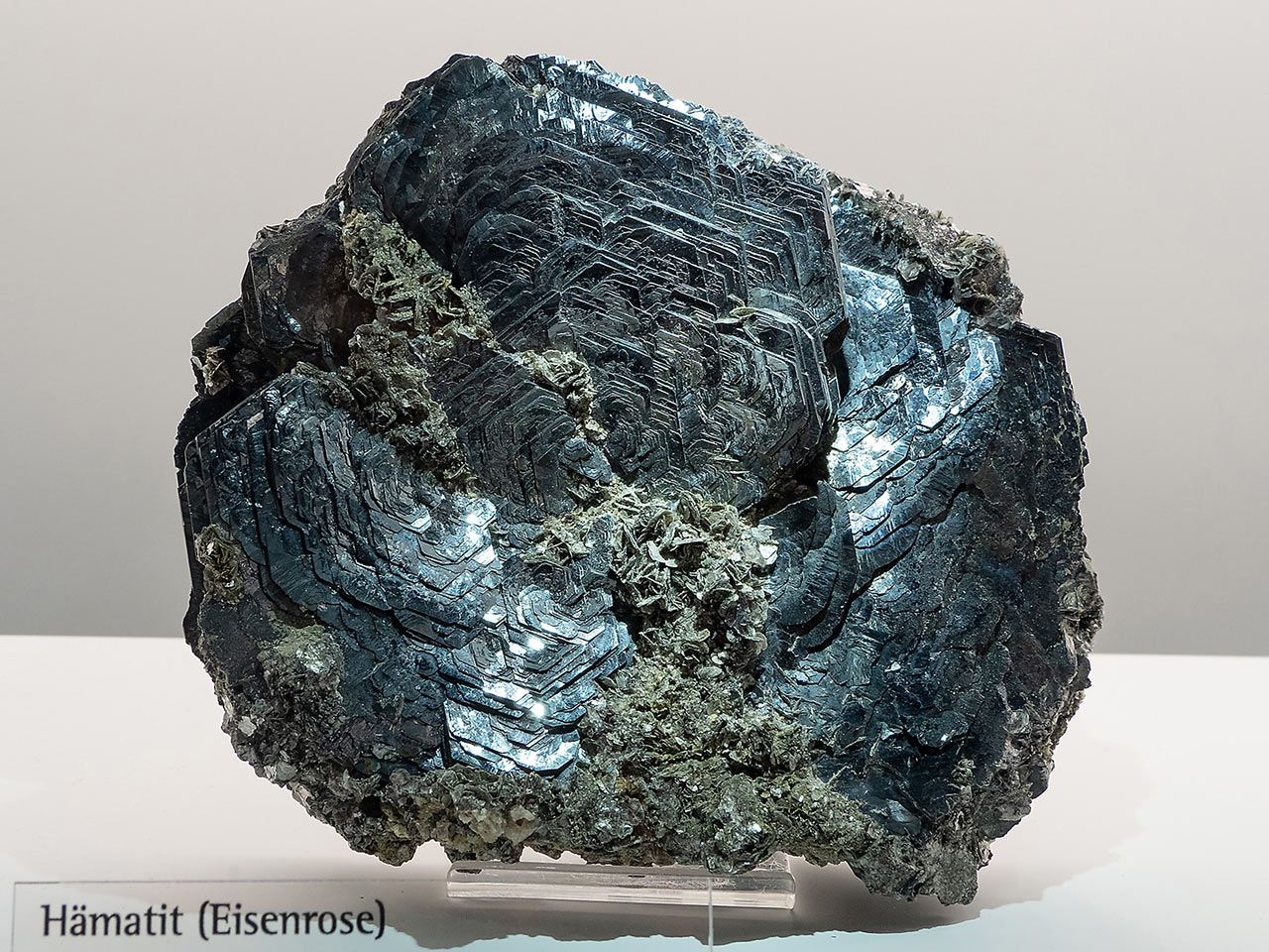 Monster size hematite (Eisenrose) labelled as 