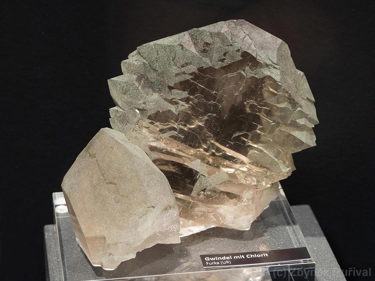 chlorite covered smoky quartz gwindel from Furka Pass, Switzerland