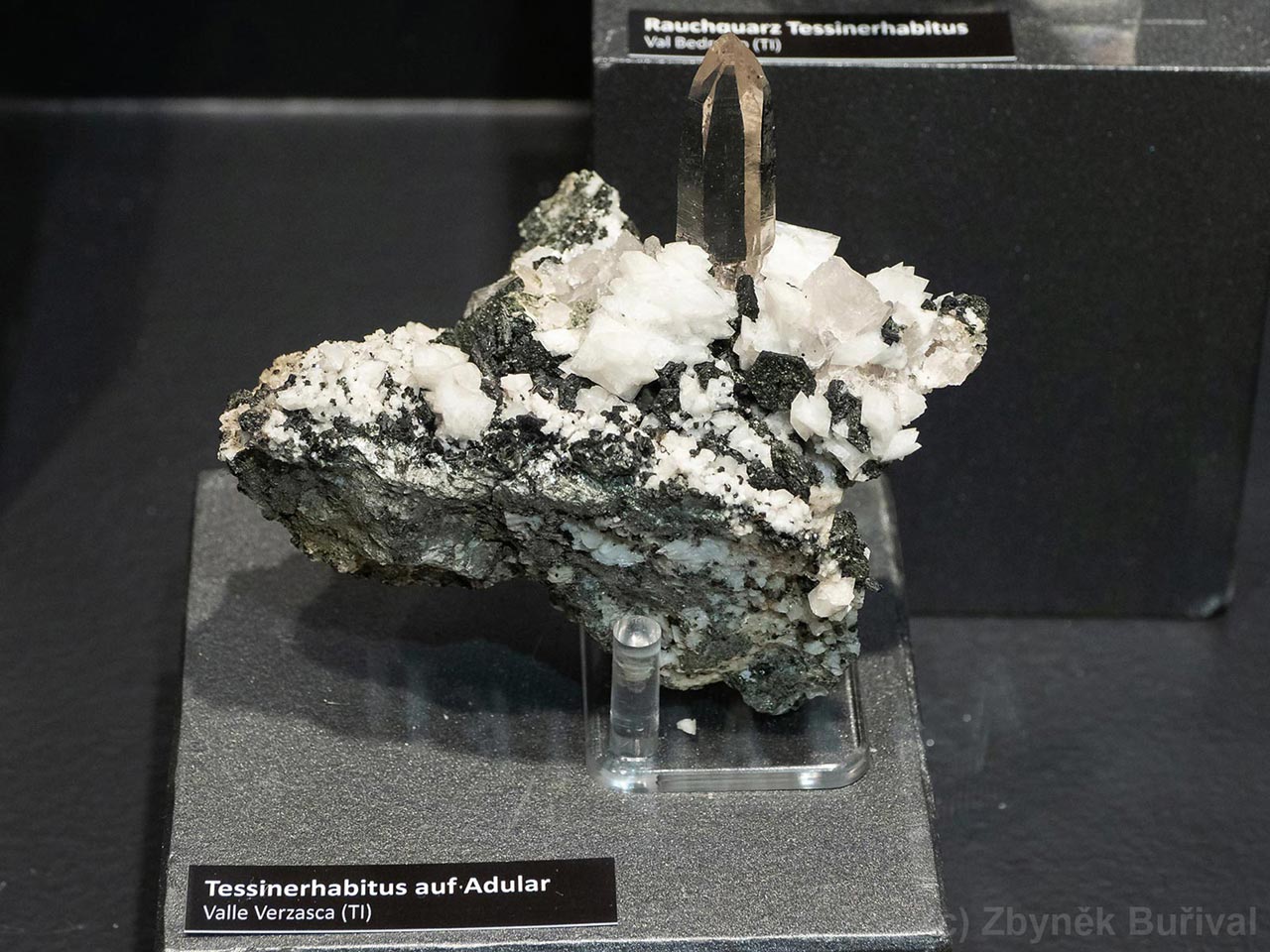 smoky quartz with adularia from Valle Verzasca, Switzerland