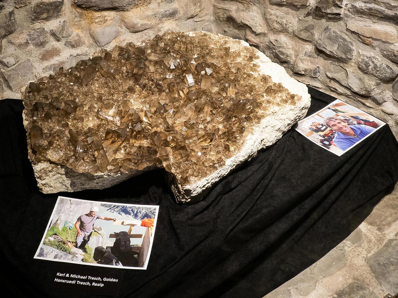 Huge smoky quartz cluster with gwindels from Siwtzerland
