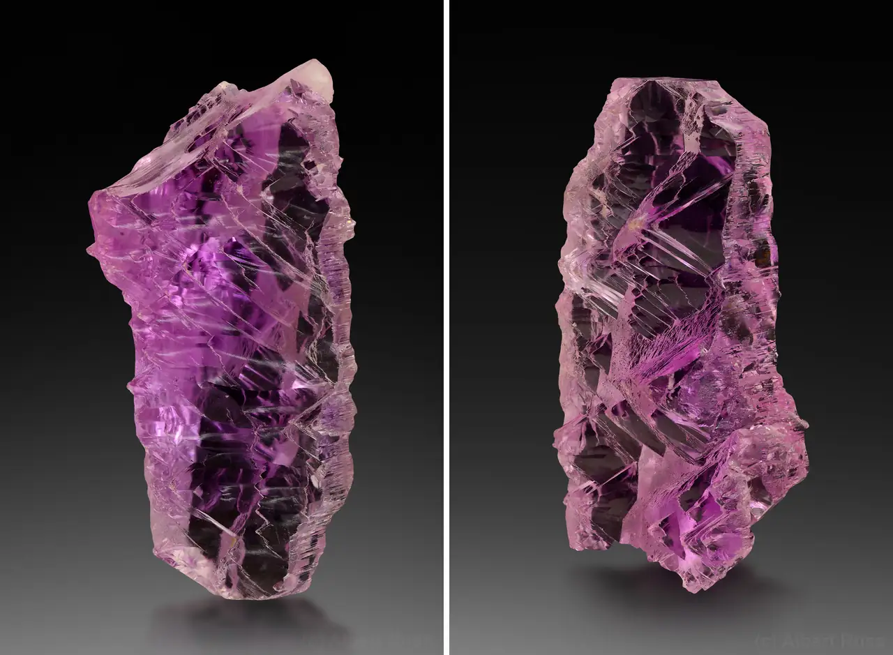Heavily etched crystal of deep pink spodumene (var. kunzite) from Kunar, Afghanistan