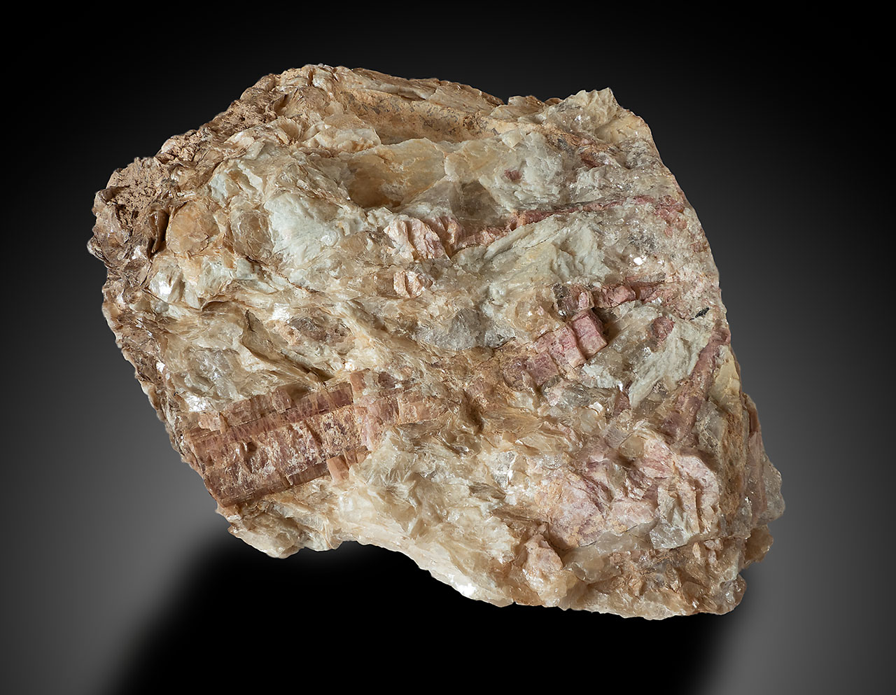 Rare pink darrellhenryite  tourmaline in pegmatite from Nová Ves (near Český Krumlov), Czech Republic.