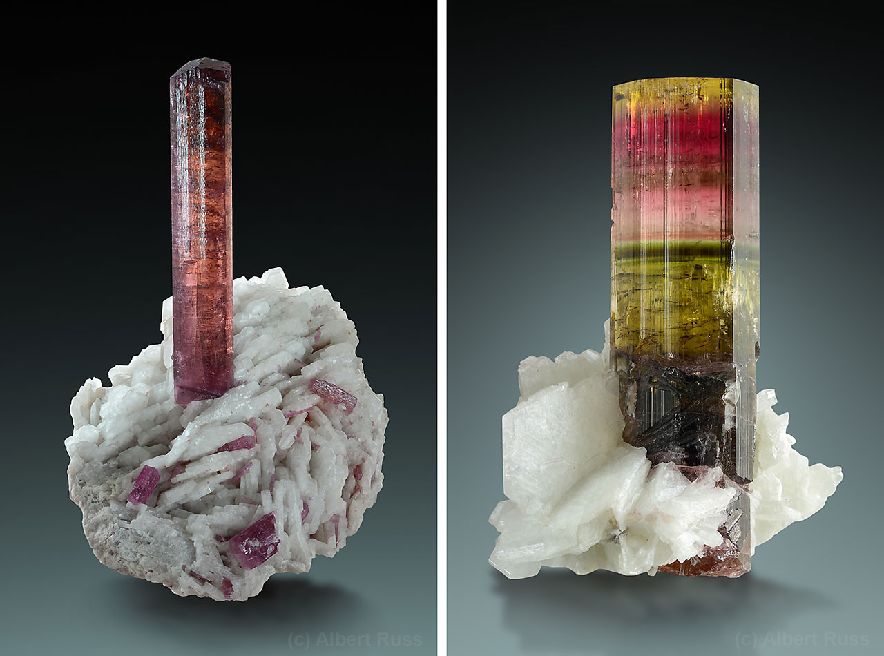 Fluor-liddicoatite tourmaline crystals from Madagascar.