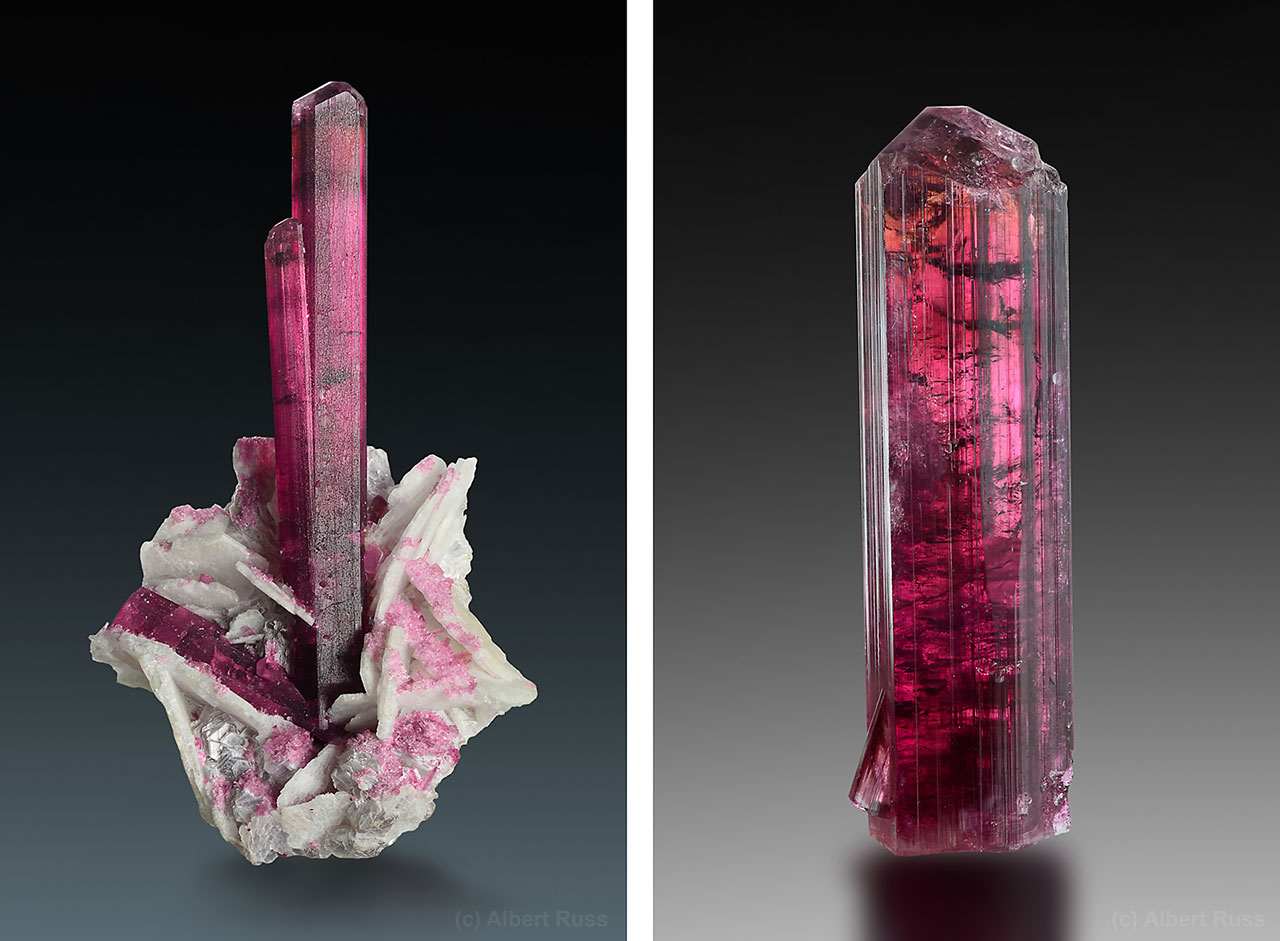 Red rubellite tourmaline crystals from Jonas Mine, Conselheiro Pena, Minas Gerais, Brazil