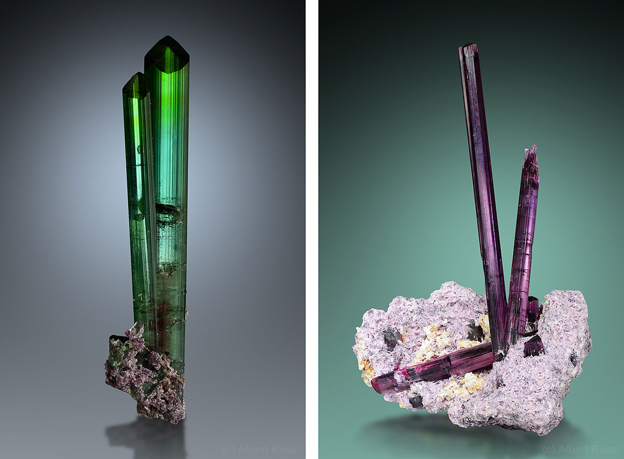 Colorful lithium rich tourmaline crystals from Pederneira Mine, São José da Safira, Minas Gerais, Brazil