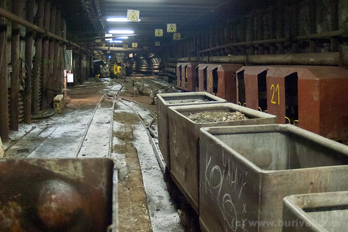 Underground railway station in Rožná uranium mine