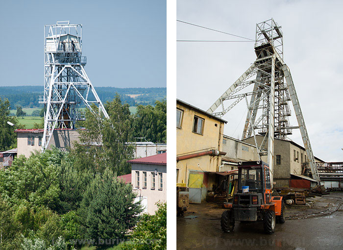 Headframes of B1 and R1 shafts of Rožná uranium mine