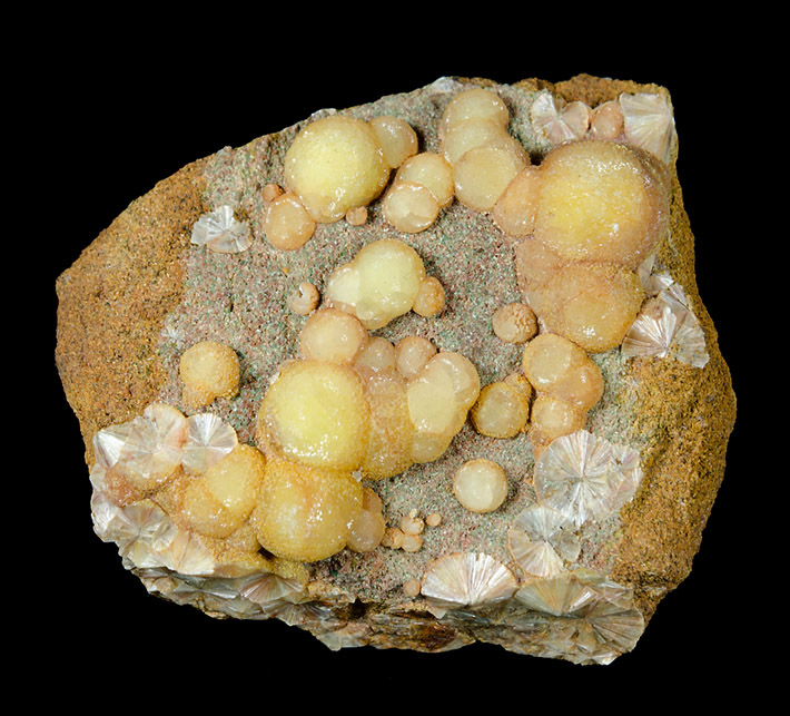Wavellite spheres on matrix from Trenice, Czech Republic
