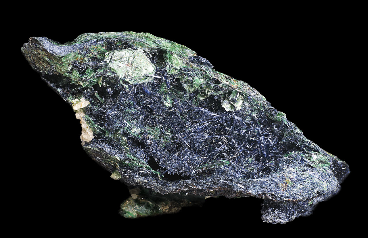 Blue glaucophane crystals with green fuchsite mica from Groix Island, France