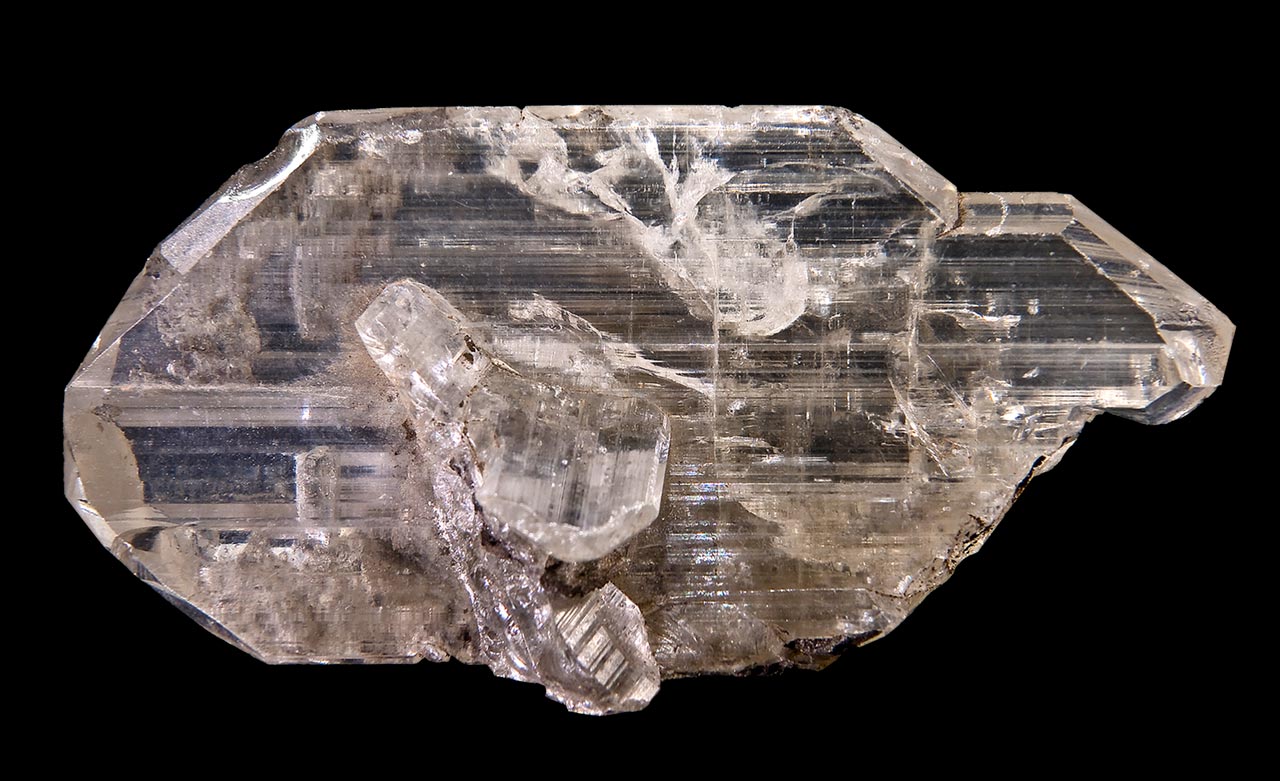 Tabular and striated anglesite crystal from Toussit, Oujda-Angad, Morocco