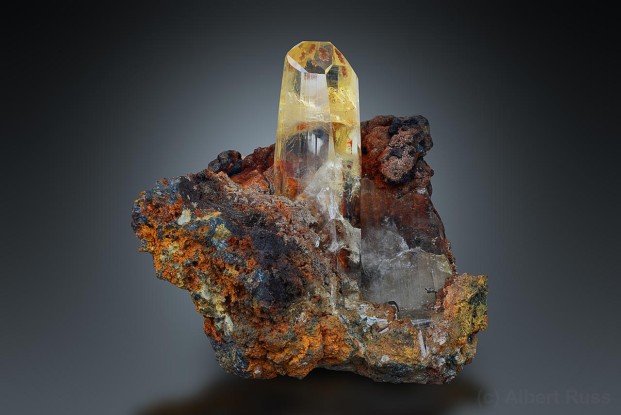 Perfect anglesite crystal on matrix from Toussit, Oujda-Angad, Morocco