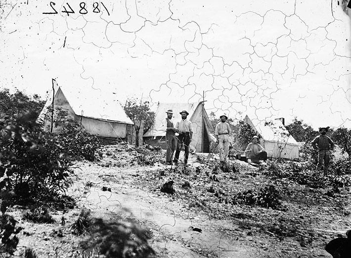 Historic photo of gold miner's tent camp at Hill End, NSW, Australia