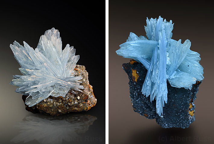 Blue baryte sprays from Nador, Morocco