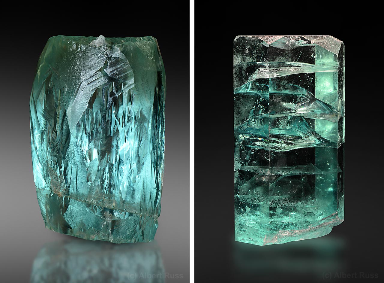 Huge gemmy aquamarine crystals from Brazil