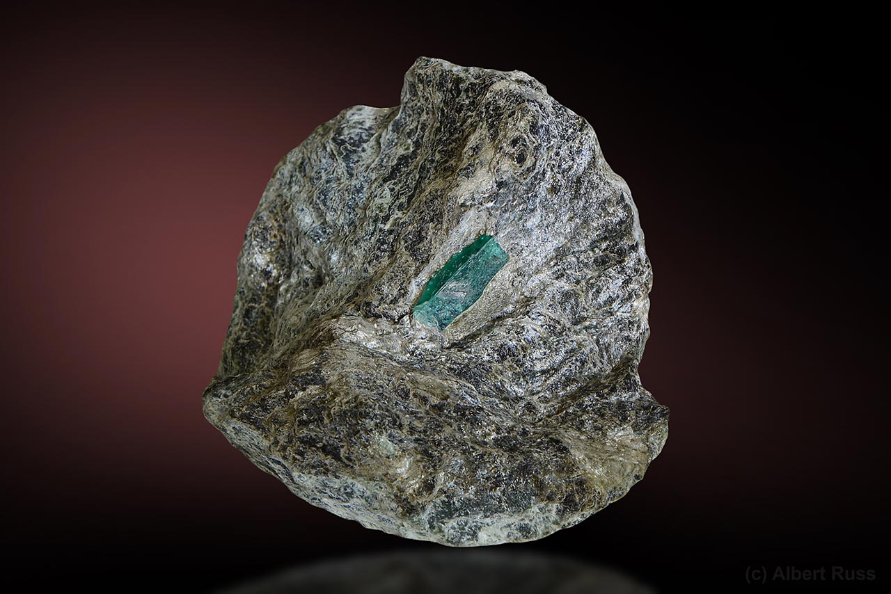 Gemmy emerald in mica schist from Habachtal, Austria