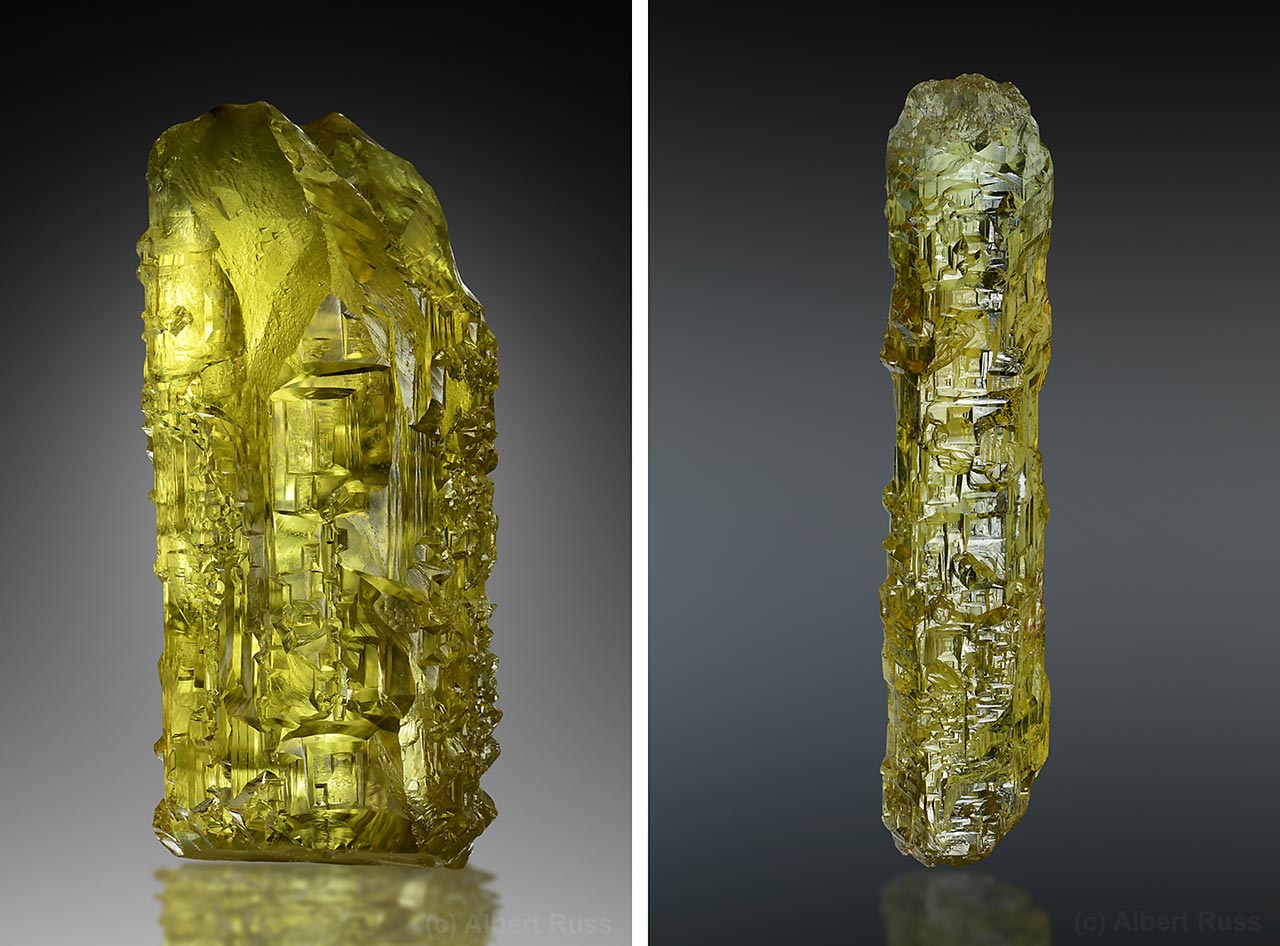 Golden heliodor crystals from Volodarsk-Volynskyi, Ukraine