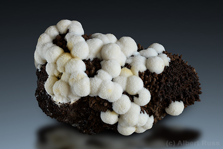 Calcite balls on quartz matrix from Banska Stiavnica, Slovakia