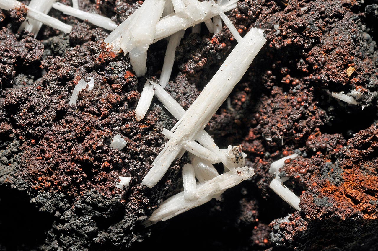Needle shaped white cerussite from Broken Hill, Australia