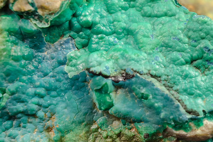 Botryoidal aggregate of blue and green chrysocolla from Farbiste u Ponik in Slovakia