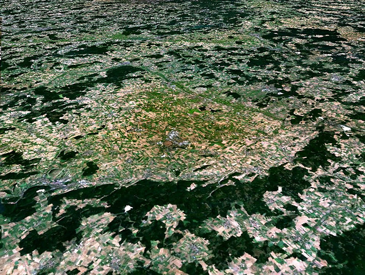 Satellite photo of the crater Ries in Germany