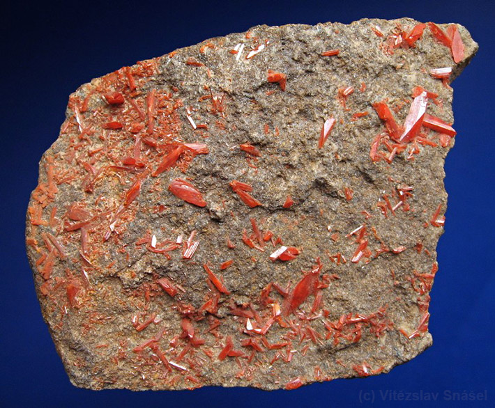 Crocoite specimen from type locality in Berezovsk Mine, Russia