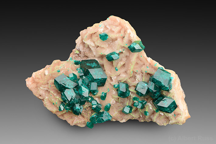 Green dioptase crystals on matrix from Kaokoveld, Namibia