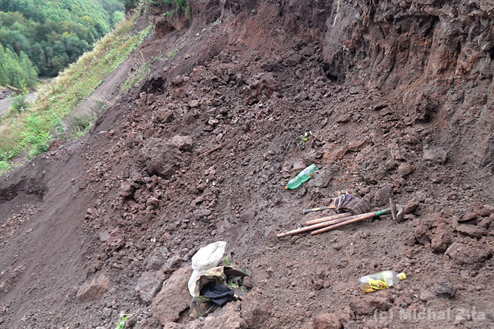 Doubravice quarry in the Czech Republic with exposed layer of paleo basalts full of agate nodules