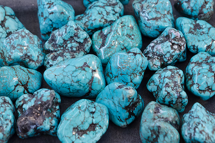 Fake turquoise made of dyed magnesite or howlite