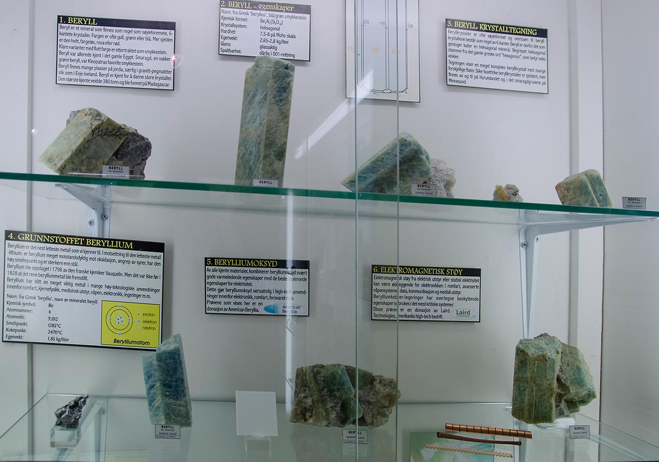 Various common beryl crystals from Ljosland, Åseral, Norway