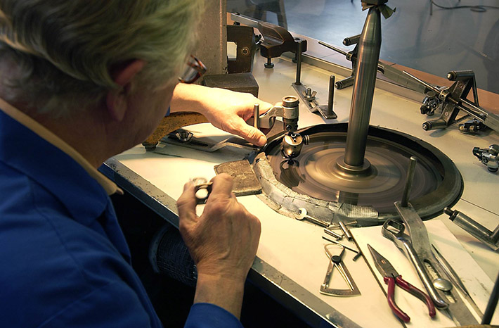 Facetings diamonds in the famous workshops in Amsterdam, Netherlands
